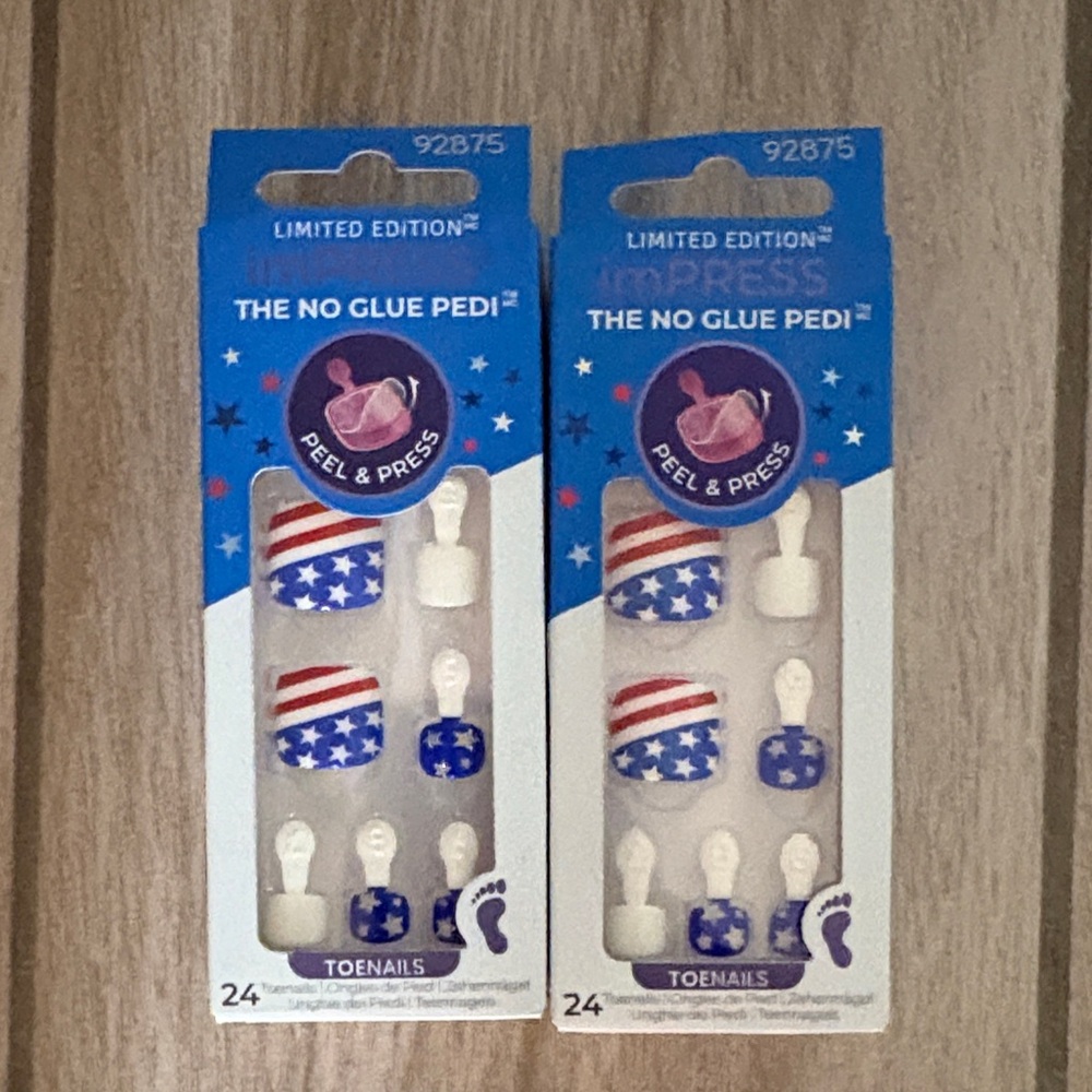 imPRESS Limited Edition No Glue Pedi Set - Blue and Red